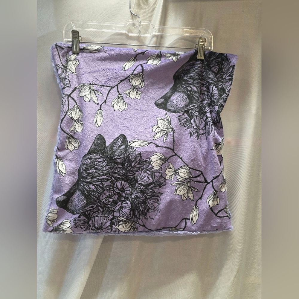 Minky Floral Wolf Print Purple Pillow sham